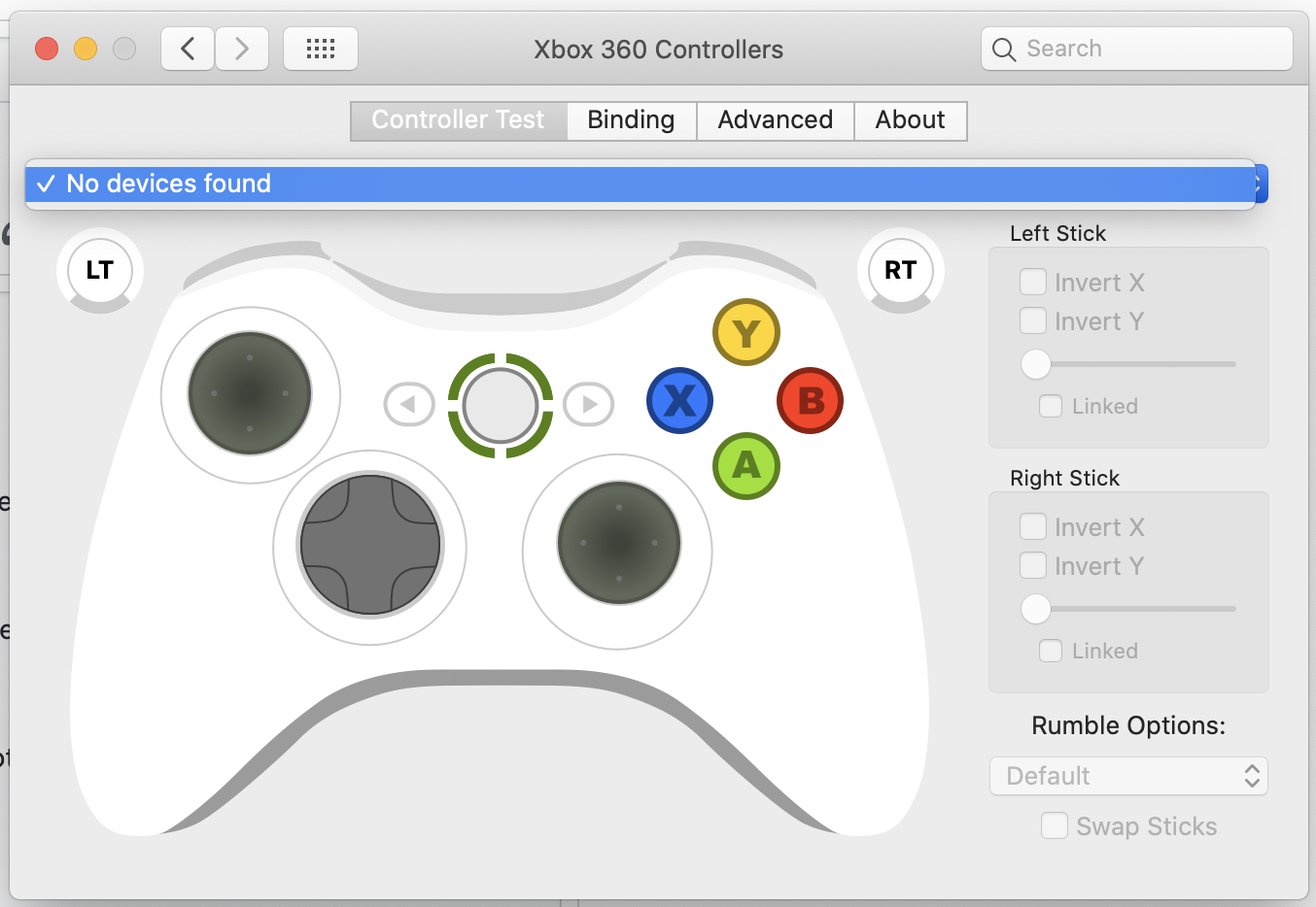 mac says no connected devices for xbox one controller